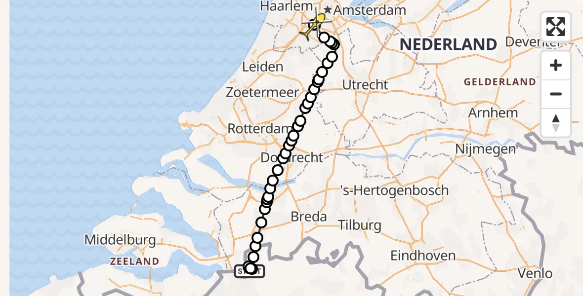 Routekaart van de vlucht: Politiehelikopter naar Schiphol, Paadje langs den draad
