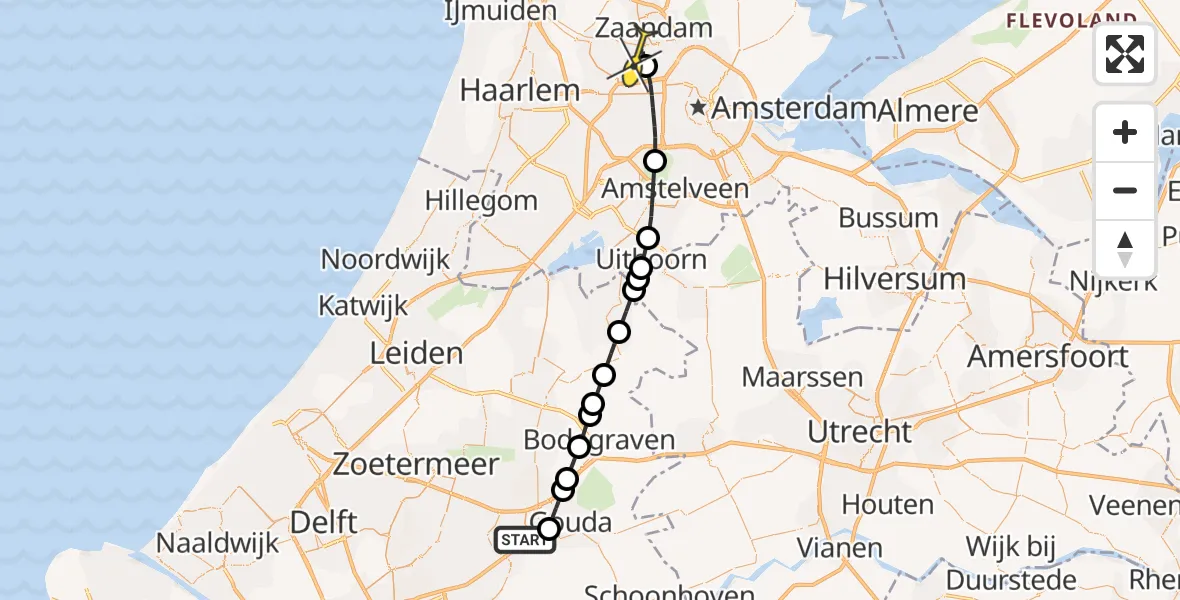 Routekaart van de vlucht: Lifeliner 1 naar Amsterdam Heliport, Vierde Tochtweg