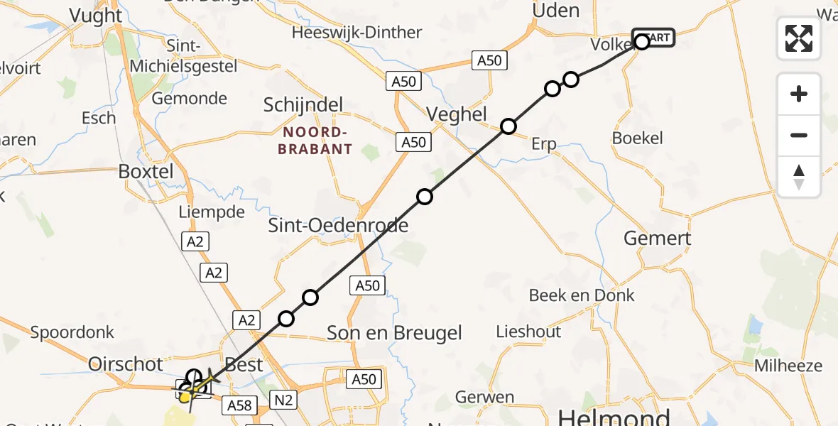 Routekaart van de vlucht: Lifeliner 3 naar Oirschot, Oosterensepad