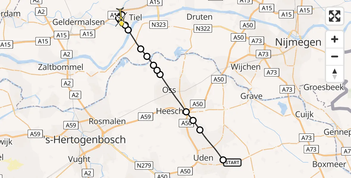 Routekaart van de vlucht: Lifeliner 3 naar Kapel Avezaath, Venstraat
