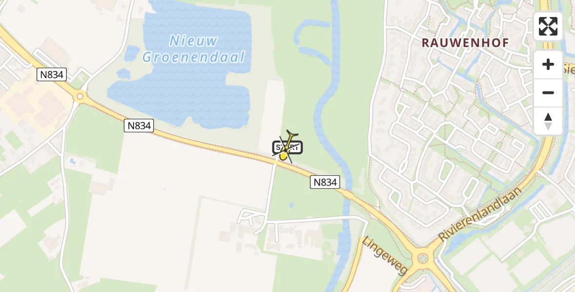 Routekaart van de vlucht: Lifeliner 3 naar Kapel Avezaath, Provincialeweg