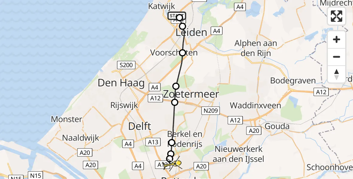 Routekaart van de vlucht: Lifeliner 2 naar Rotterdam The Hague Airport, Wilhelminapark