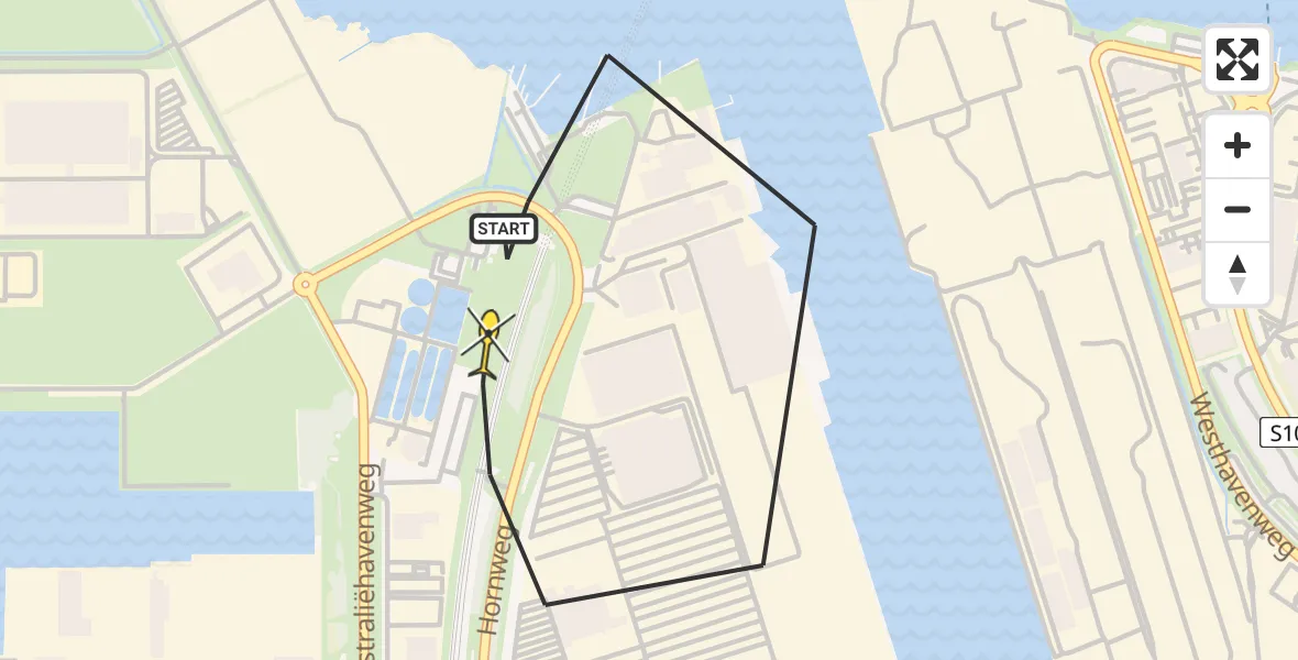 Routekaart van de vlucht: Lifeliner 1 naar Amsterdam Heliport, Elbaweg