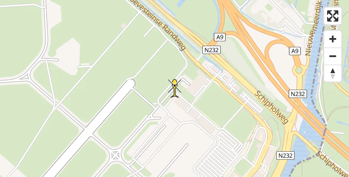 Vluchtroute Politiehelikopter van Schiphol naar Schiphol