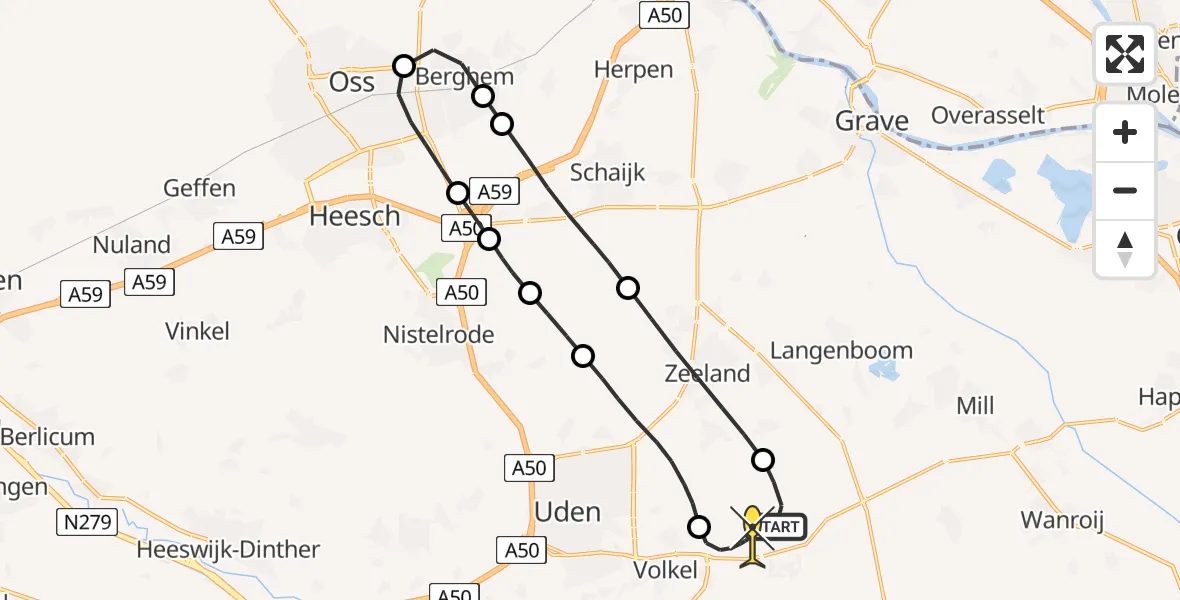 Routekaart van de vlucht: Lifeliner 3 naar Vliegbasis Volkel, Houtvennen