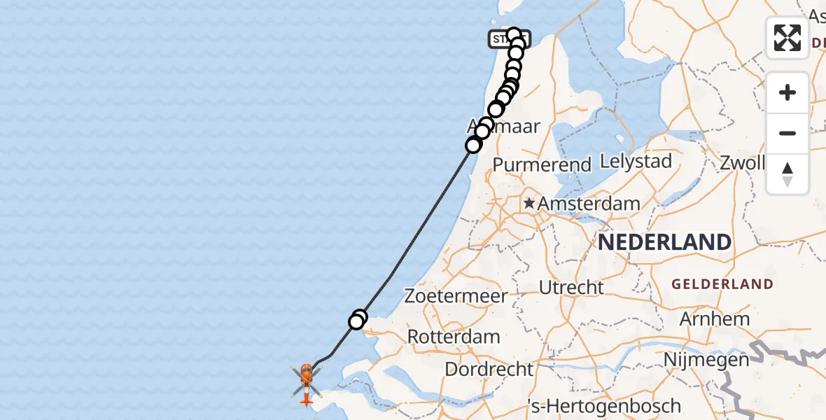 Vluchtroute Kustwachthelikopter Vliegveld De Kooy - , 15 november 2025, 10:53