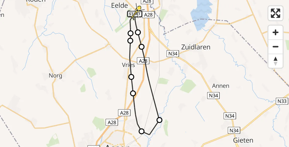 Routekaart van de vlucht: Lifeliner 4 naar Groningen Airport Eelde, Sissingestraat