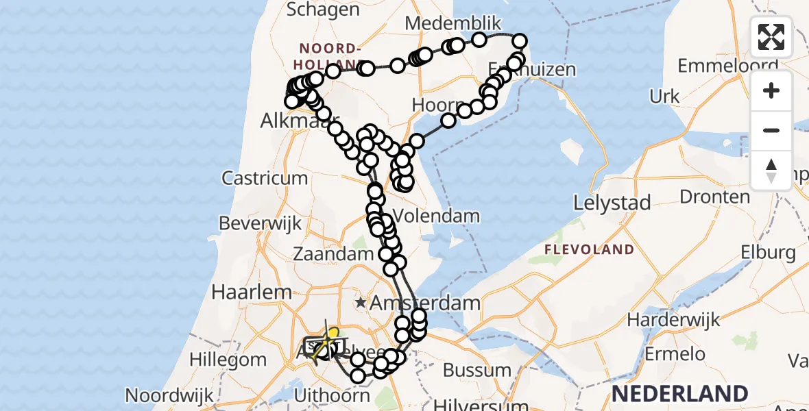 Routekaart van de vlucht: Politieheli naar Schiphol, Schipholweg