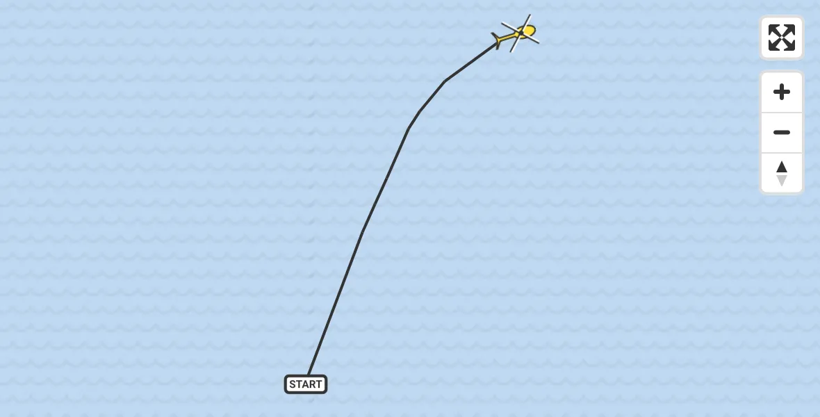 Routekaart van de vlucht: Kustwachthelikopter naar 