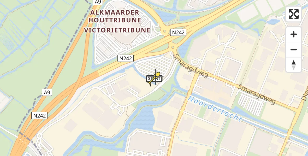 Routekaart van de vlucht: Kustwachthelikopter naar Alkmaar, Parelweg