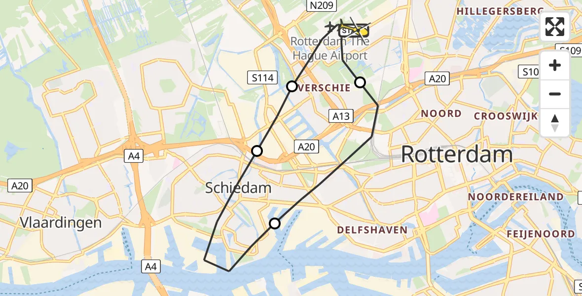 Routekaart van de vlucht: Lifeliner 2 naar Rotterdam The Hague Airport, Plassingel