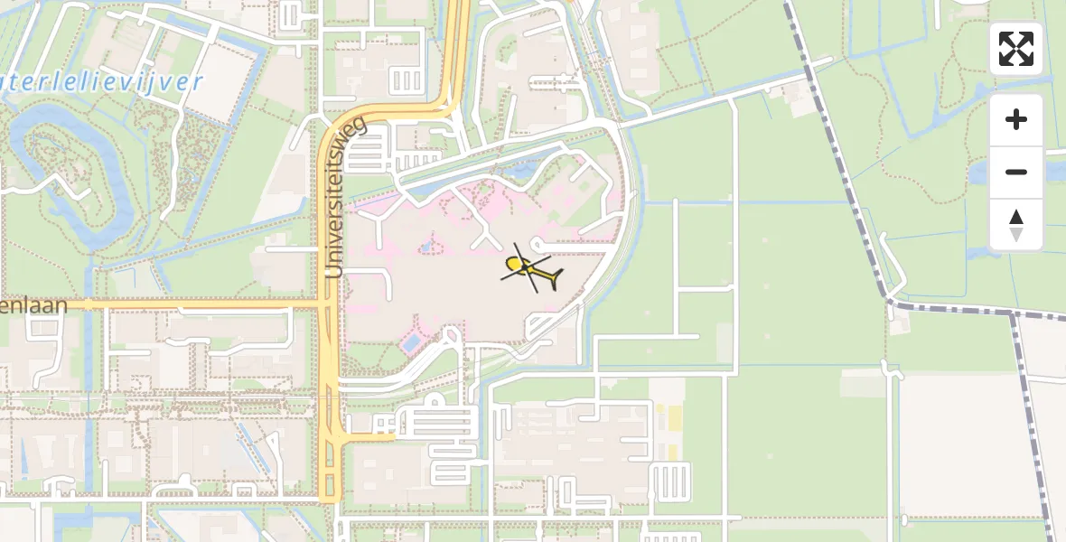 Routekaart van de vlucht: Lifeliner 1 naar Universitair Medisch Centrum Utrecht