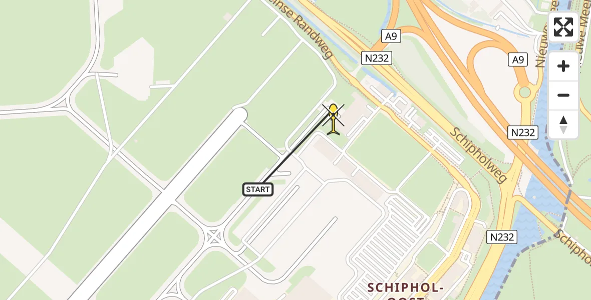 Vluchtroute Politiehelikopter van Schiphol naar Schiphol