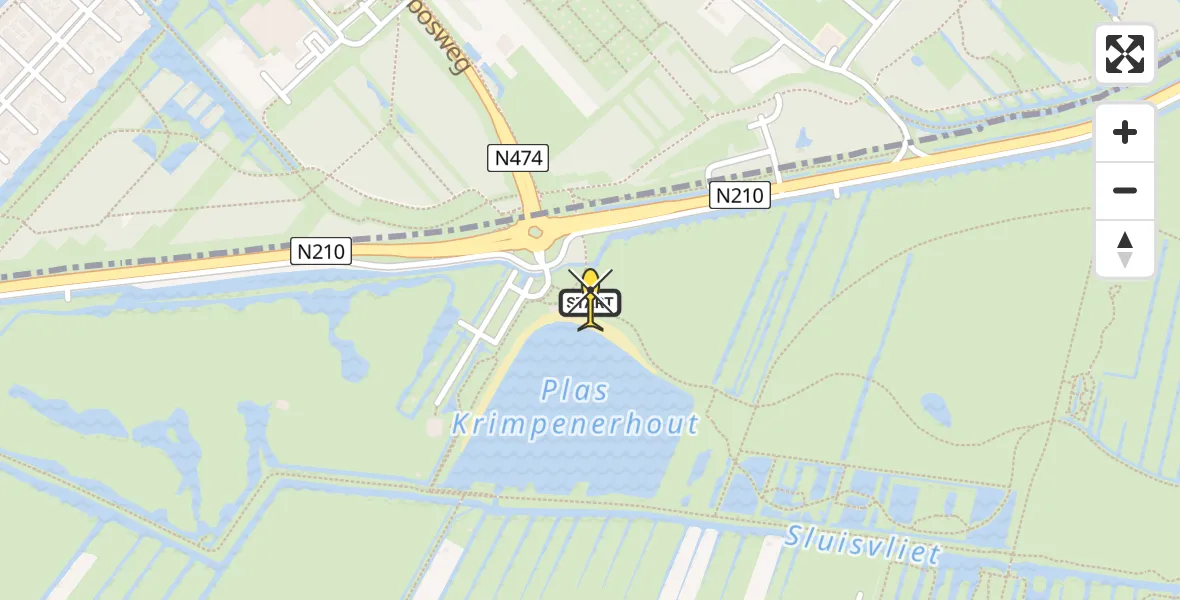 Routekaart van de vlucht: Lifeliner 2 naar Krimpen aan de Lek, Surfplaspad