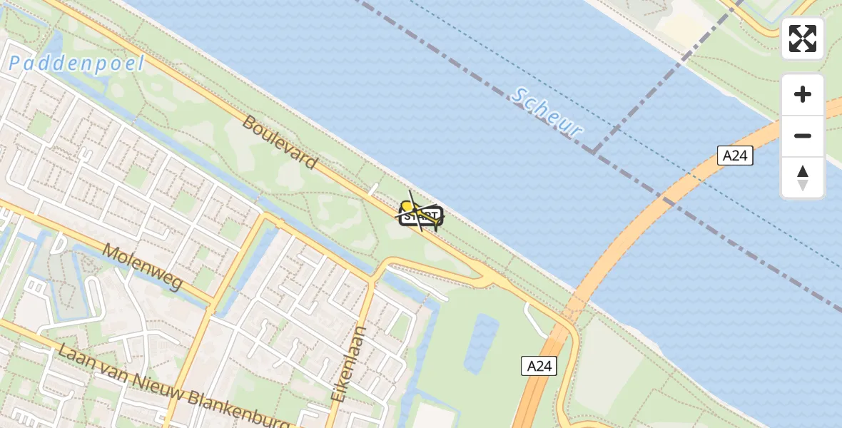 Routekaart van de vlucht: Lifeliner 2 naar Rozenburg, Eikenlaan