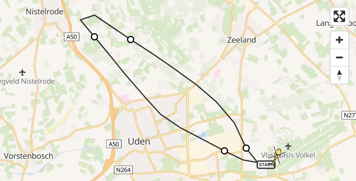 Routekaart van de vlucht: Lifeliner 3 naar Vliegbasis Volkel, Vliegeniersstraat