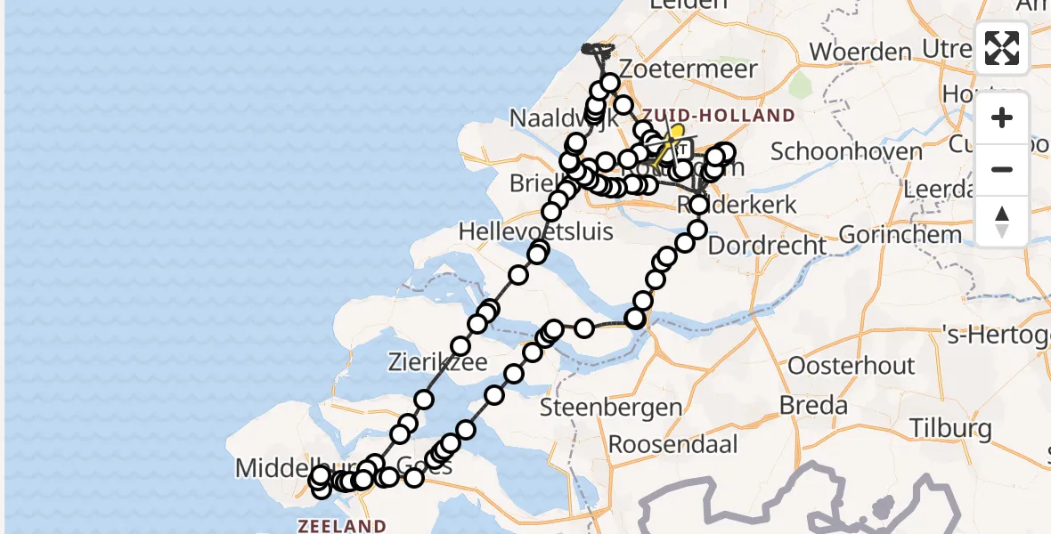 Routekaart van de vlucht: Politiehelikopter naar Rotterdam The Hague Airport, Fairoaksbaan