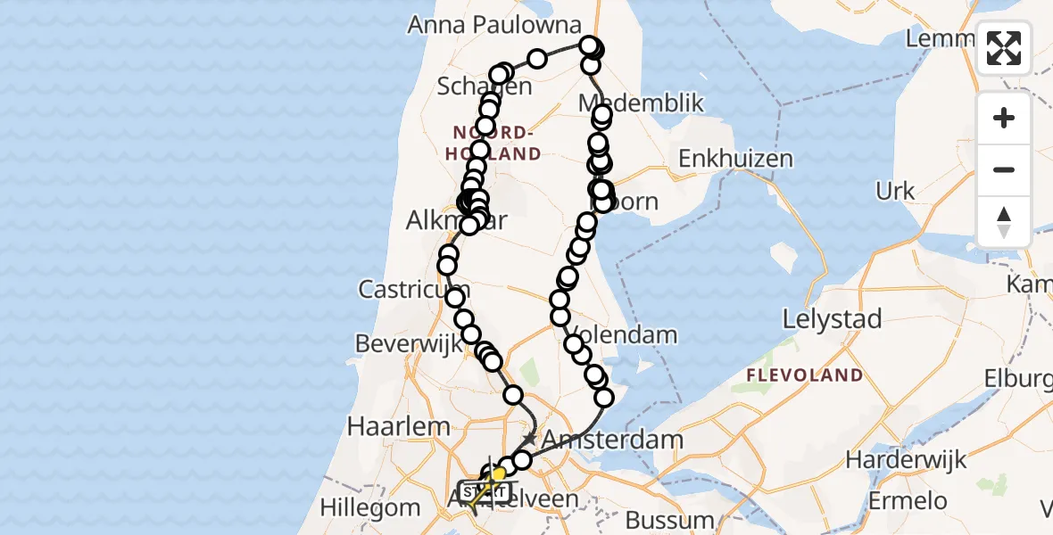 Vluchtroute Politiehelikopter van Schiphol naar Schiphol