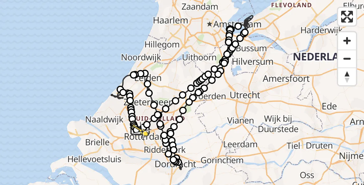 Routekaart van de vlucht: Politieheli naar Rotterdam The Hague Airport, Bovendijk