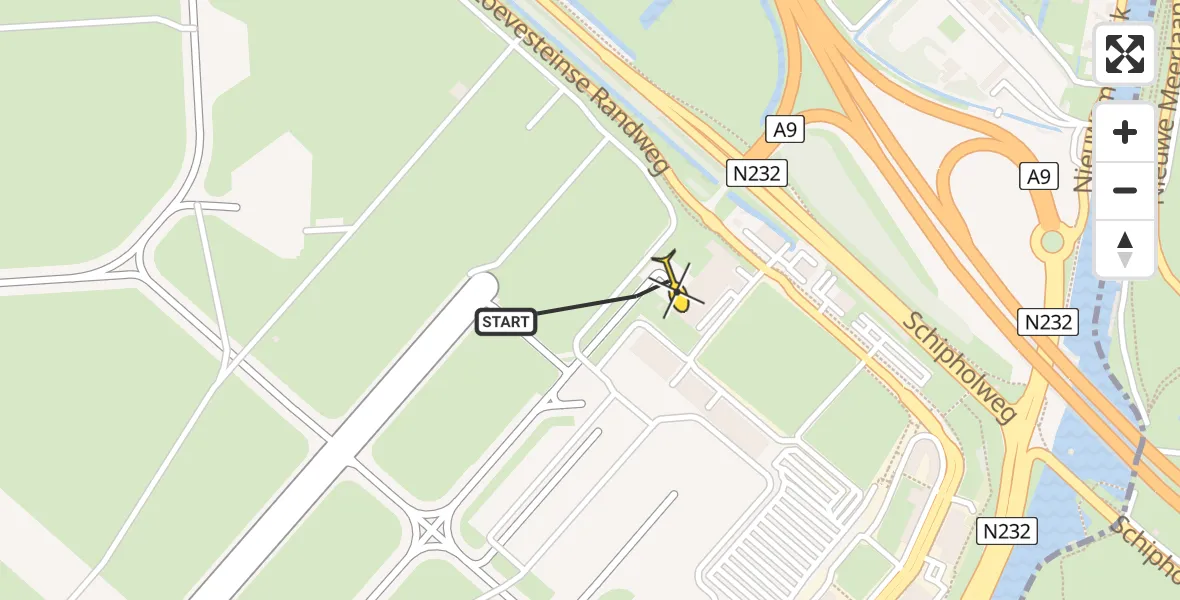 Routekaart van de vlucht: Politieheli naar Schiphol, Walaardt Sacréstraat