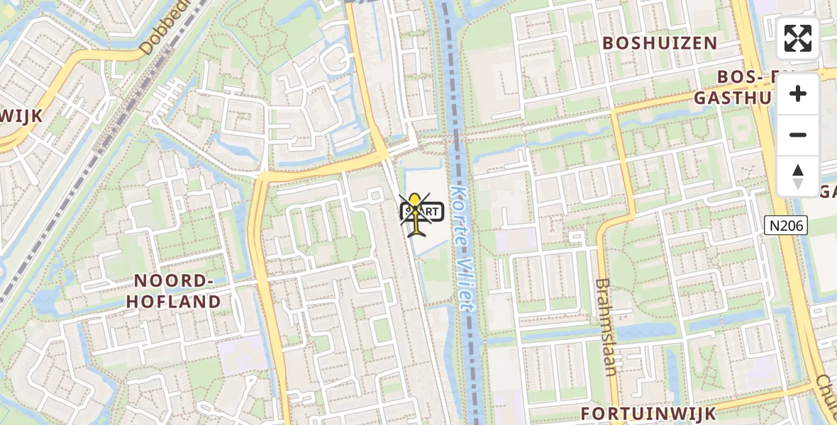 Routekaart van de vlucht: Lifeliner 2 naar Voorschoten, Leidseweg