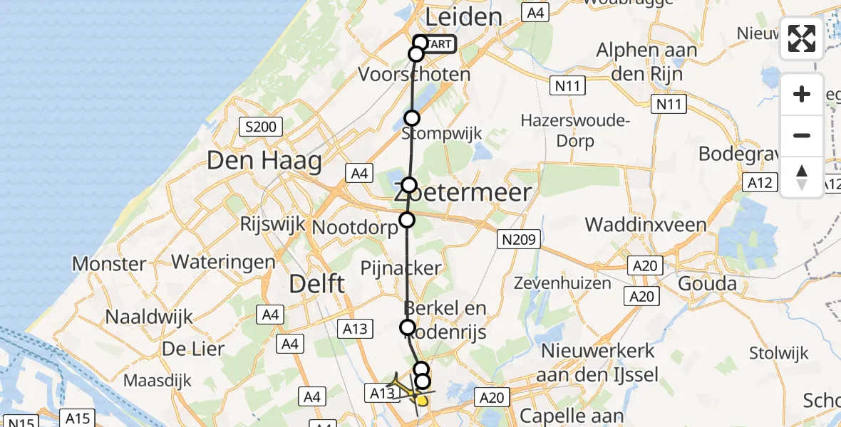 Routekaart van de vlucht: Lifeliner 2 naar Rotterdam The Hague Airport, Ida de Leeuwstraat