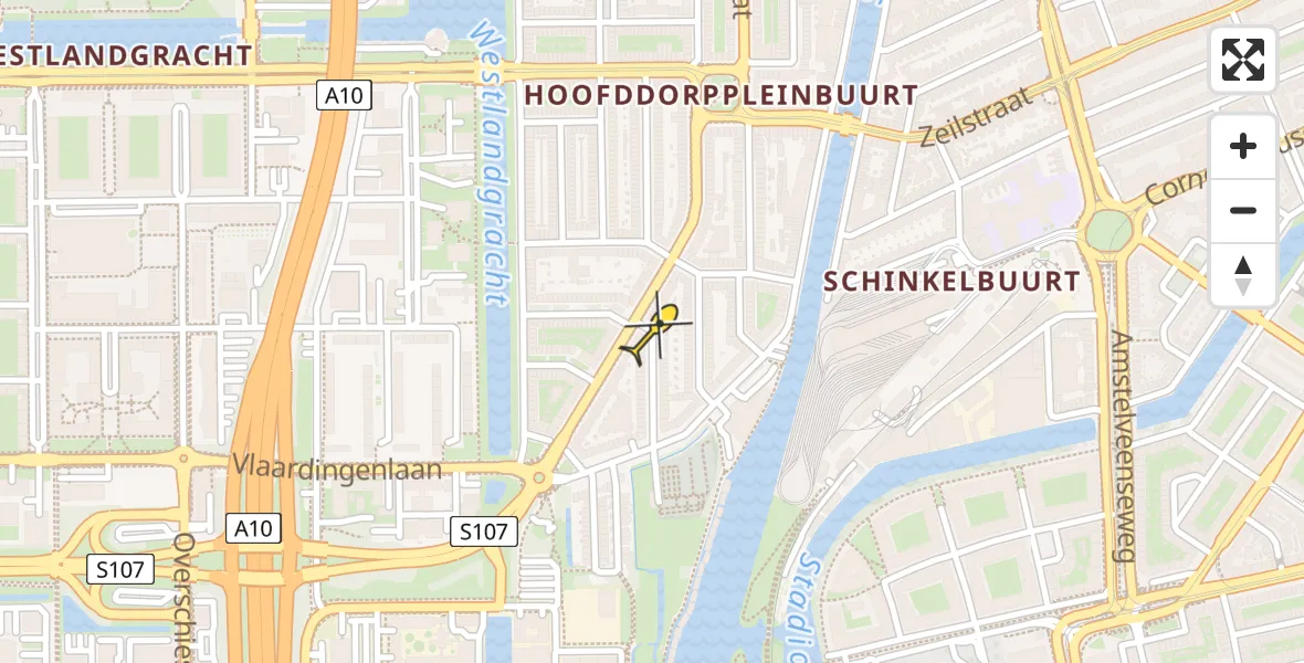 Routekaart van de vlucht: Politieheli naar Amsterdam