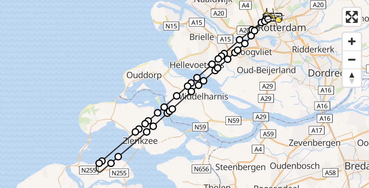 Routekaart van de vlucht: Lifeliner 2 naar Rotterdam The Hague Airport, Otterdijk