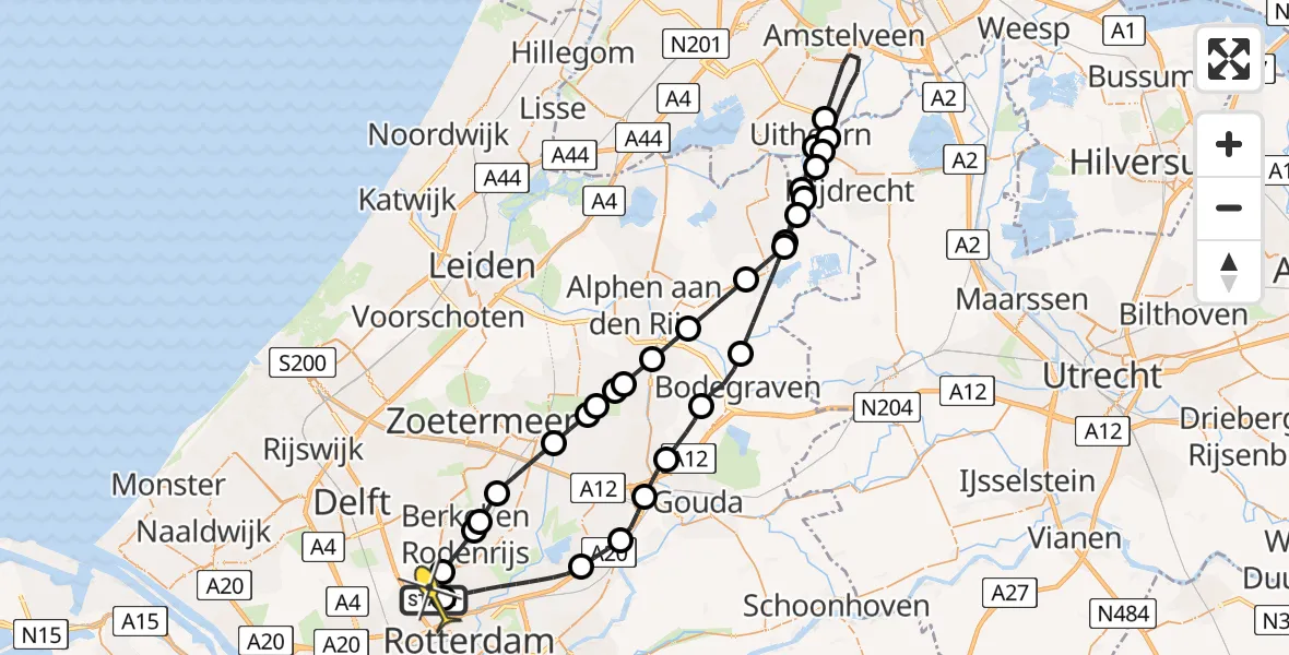 Routekaart van de vlucht: Lifeliner 2 naar Rotterdam The Hague Airport, Brandenburgbaan