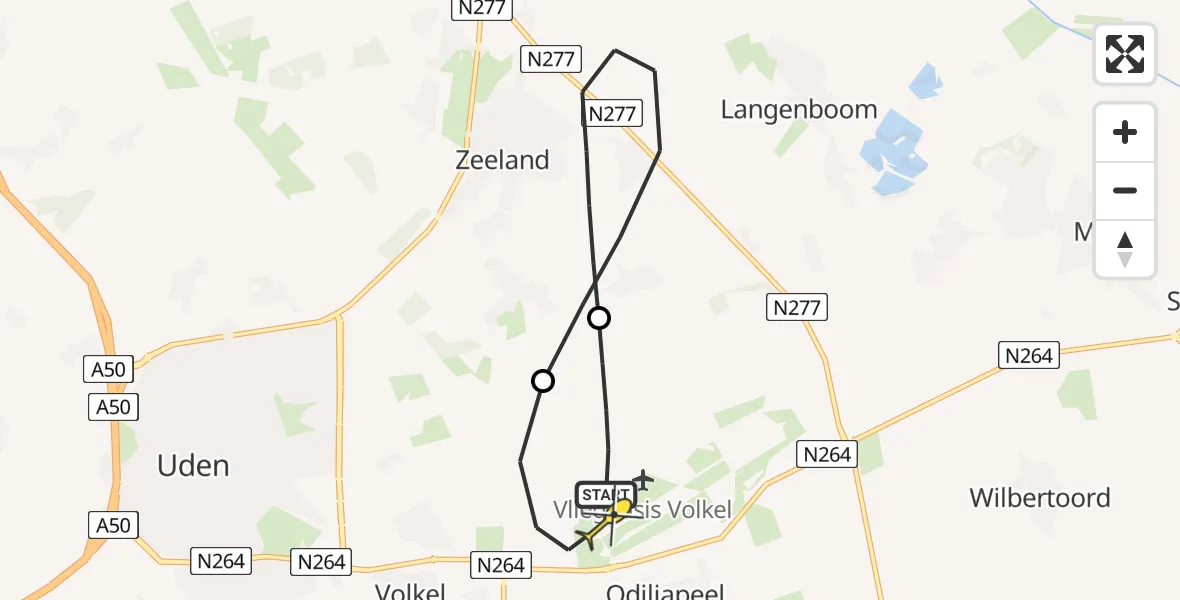 Routekaart van de vlucht: Lifeliner 3 naar Vliegbasis Volkel, Houtvennen