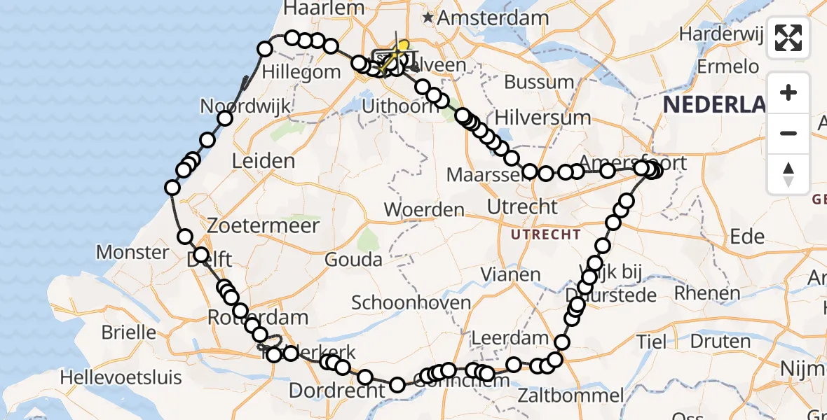Routekaart van de vlucht: Politieheli naar Schiphol, Schipholdijk