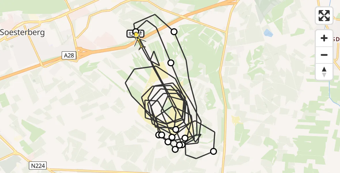 Routekaart van de vlucht: Politieheli naar Amersfoort, Genschauloods