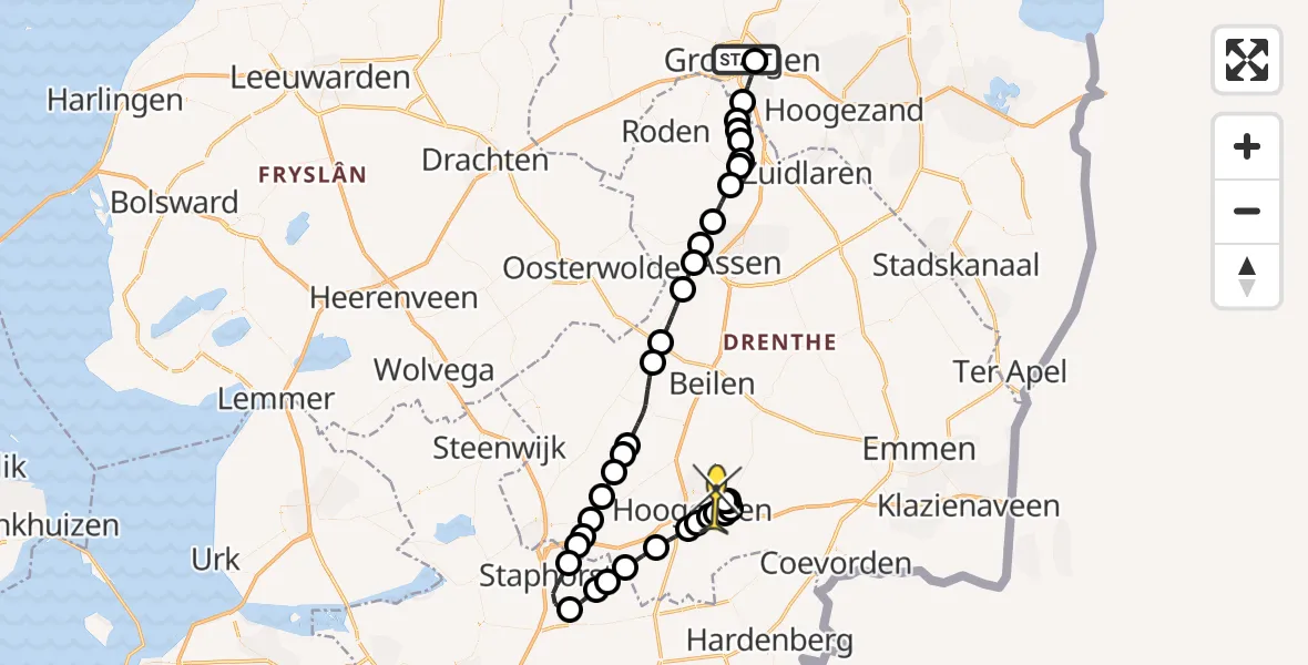 Routekaart van de vlucht: Lifeliner 4 naar Vliegveld Hoogeveen, Sontweg