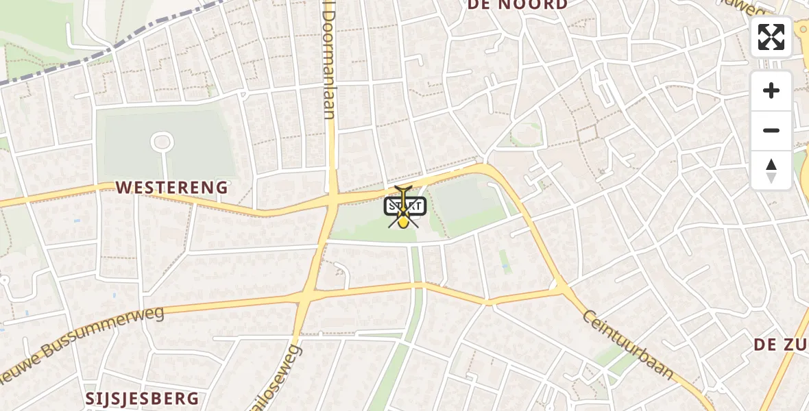 Routekaart van de vlucht: Lifeliner 1 naar Huizen, Naarderstraat