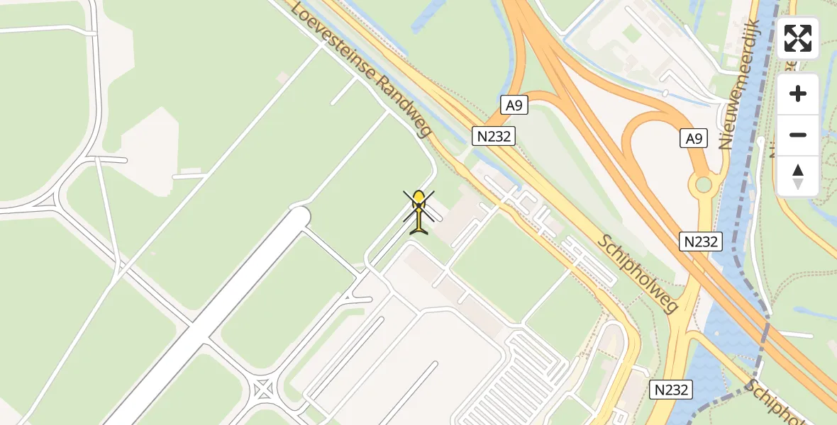 Routekaart van de vlucht: Politiehelikopter naar Schiphol