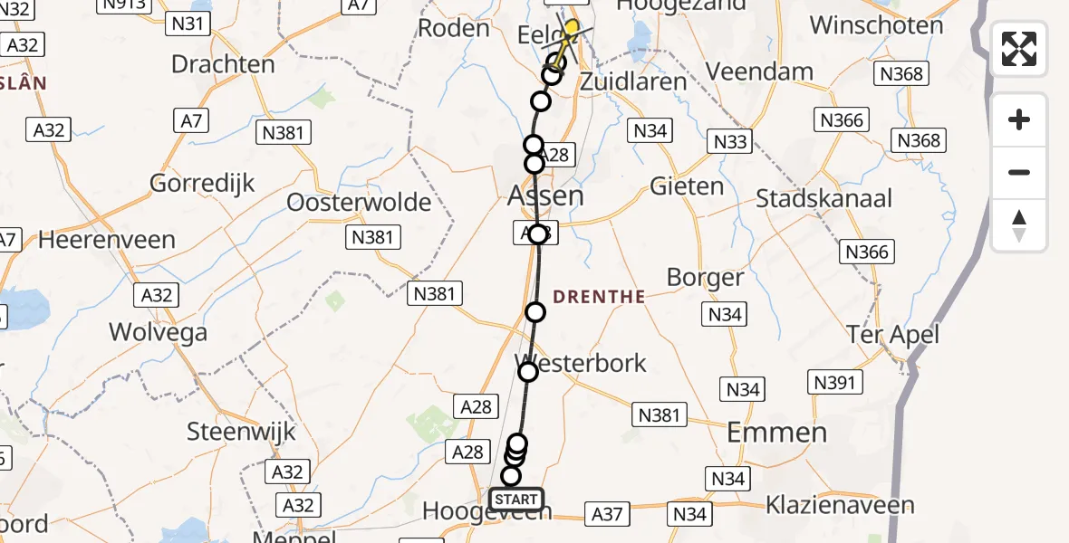 Routekaart van de vlucht: Lifeliner 4 naar Groningen Airport Eelde, Siemensstraat