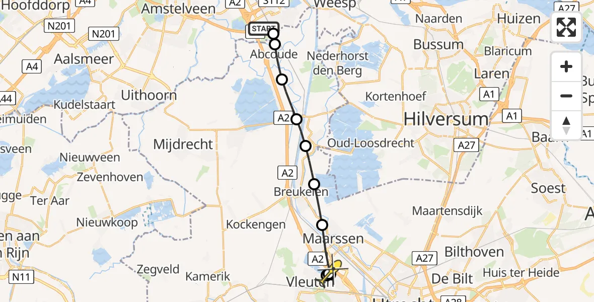 Routekaart van de vlucht: Lifeliner 1 naar Utrecht, Ruwelspad