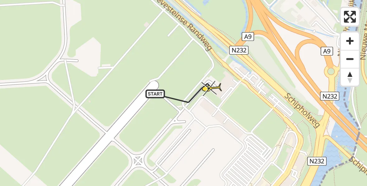 Routekaart van de vlucht: Politieheli naar Schiphol, Loevesteinse Randweg
