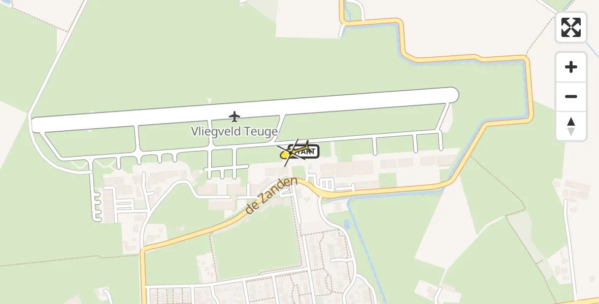 Routekaart van de vlucht: Lifeliner 1 naar Vliegveld Teuge, de Zanden
