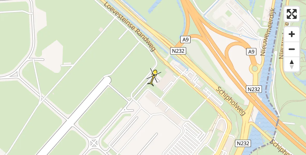 Vluchtroute Politiehelikopter van Schiphol naar Schiphol