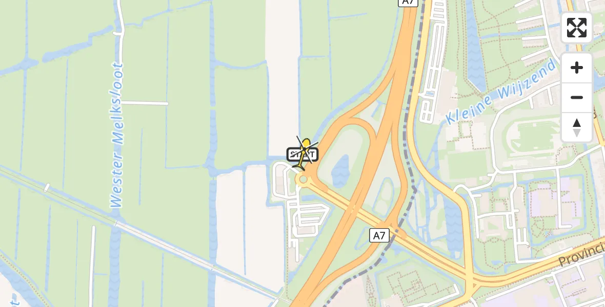 Routekaart van de vlucht: Lifeliner 1 naar Berkhout, Kleine Wijzend