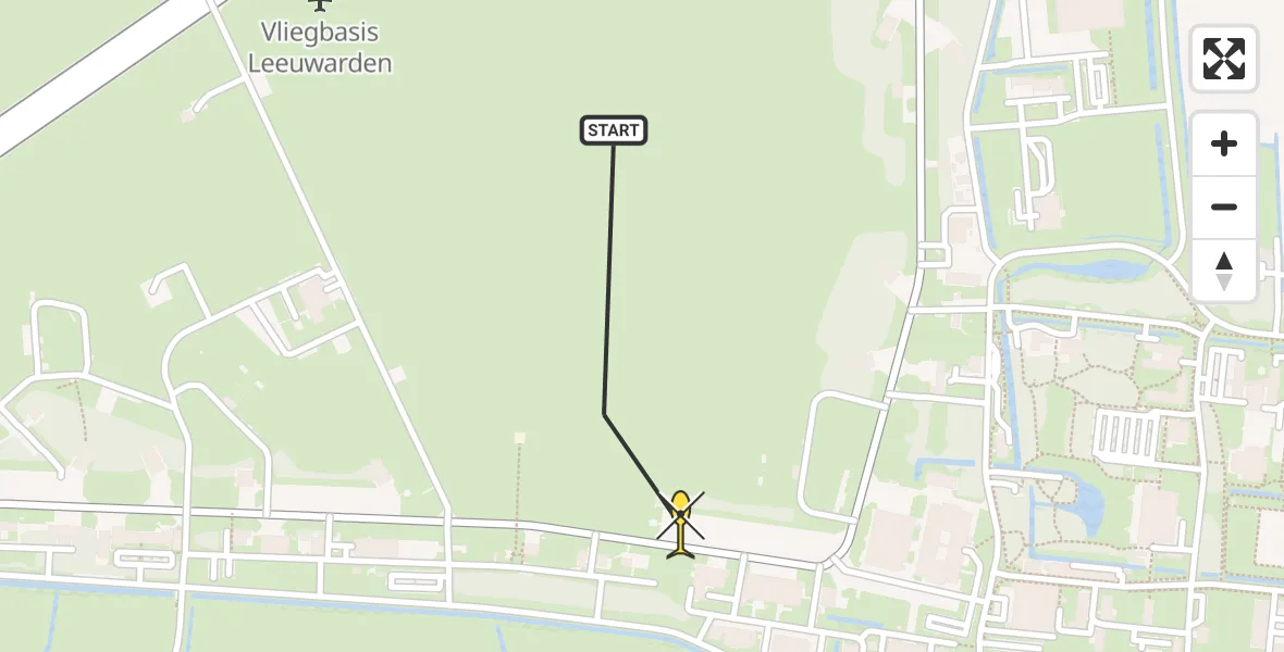 Routekaart van de vlucht: Ambulanceheli naar Vliegbasis Leeuwarden, Keegsdijkje