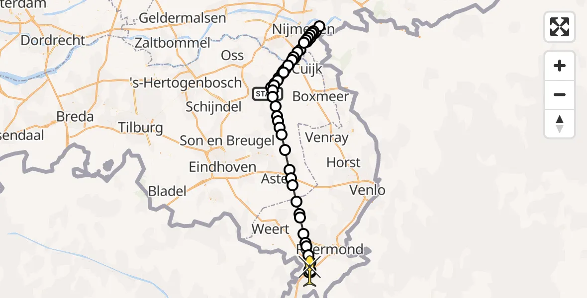 Routekaart van de vlucht: Lifeliner 3 naar Sint Joost, Zeelandsedijk