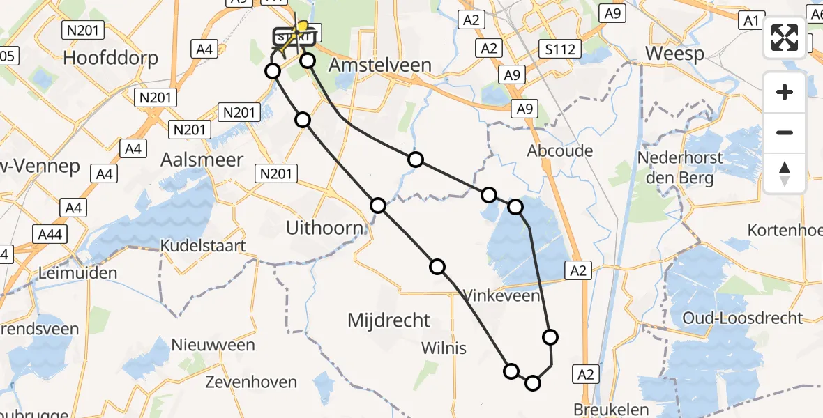 Routekaart van de vlucht: Politieheli naar Schiphol, Thermiekstraat