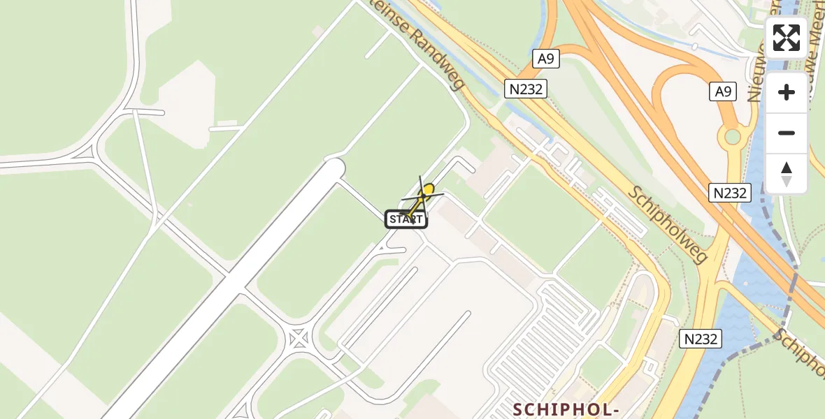 Vluchtroute Politiehelikopter van Schiphol naar Schiphol