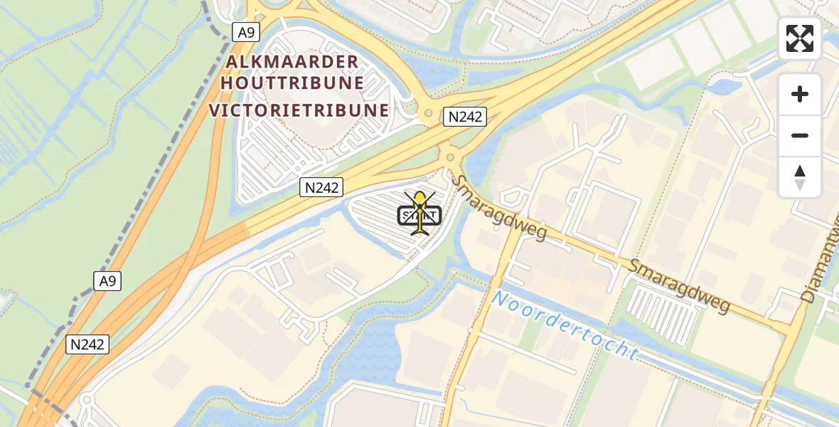 Routekaart van de vlucht: Lifeliner 1 naar Alkmaar, Parelweg