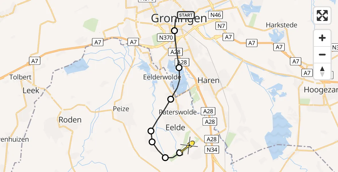 Routekaart van de vlucht: Lifeliner 4 naar Groningen Airport Eelde, Soephuisstraatje