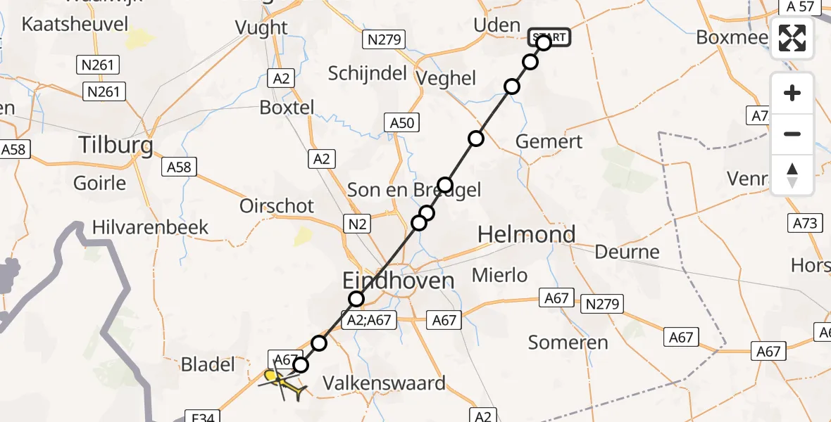 Routekaart van de vlucht: Lifeliner 3 naar Eersel, Luttelweg