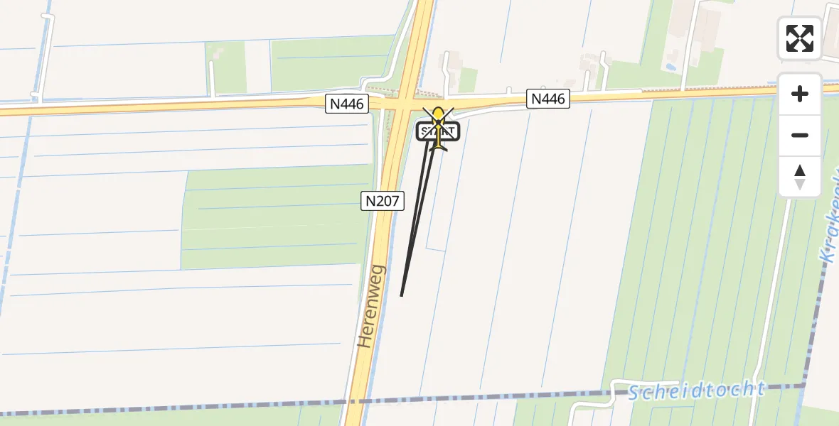 Routekaart van de vlucht: Lifeliner 1 naar Woubrugge, Kruisweg