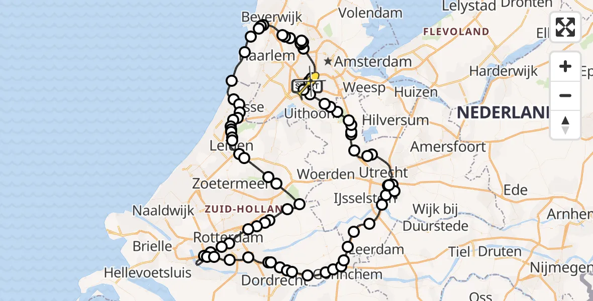 Routekaart van de vlucht: Politieheli naar Schiphol, Schipholweg
